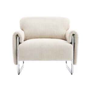 wohnli-moebel-suche-M26094541-1 Vintage-Sessel mit Cordbezug verchromt/antikweiß 81x80x80cm Spanplatte Weiß sweeek Sofas und Sessel Sessel, Poufs und Fußbänke Sessel