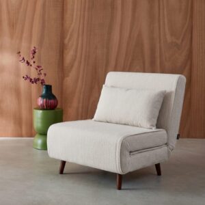 wohnli-moebel-suche-M26094572-1 Sessel mit Schlaffunktion und Chenille-Bezug weiß 77x83x91cm Holz Weiß sweeek Sofas und Sessel Sessel, Poufs und Fußbänke Sessel