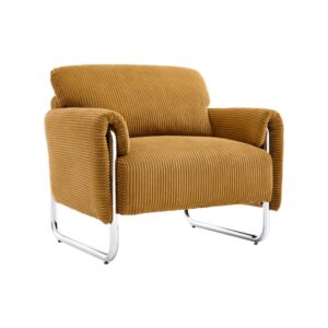 Wohnli Möbelsuche - Vintage-Sessel mit Cordbezug verchromt/senfgelb