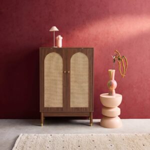 wohnli-moebel-suche-M26094585-1 Anrichte mit Rattan-Geflecht nussbaumfarben