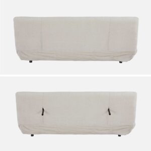 3-Sitzer Schlafsofa mit Chenille-Bezug weiß 195x83x99cm Stoff Weiß sweeek Sofas und Sessel Sofas Sitzbank und Polsterbank