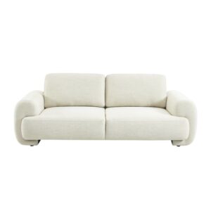 wohnli-moebel-suche-M26094608-1 3-Sitzer Sofa mit Stoffbezug creme 216x78x88cm Holz Braun sweeek Sofas und Sessel Sofas 2-Sitzer-Sofas & 3-Sitzer-Sofas