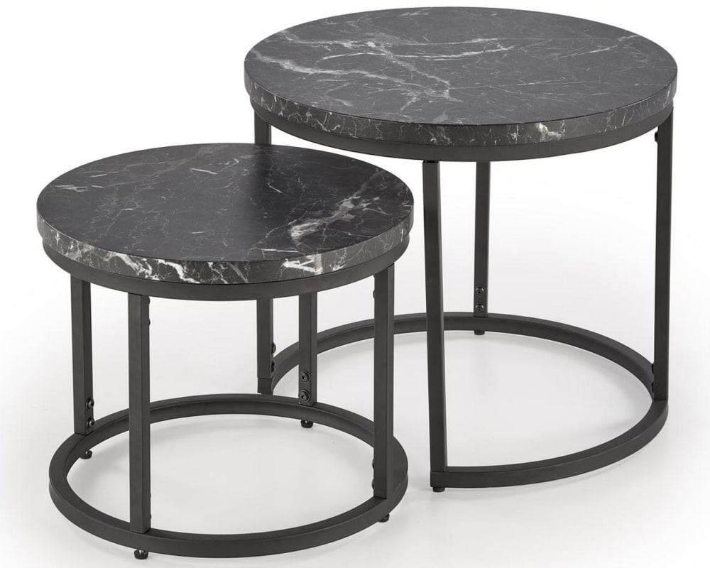 Wohnli Möbelsuche - Set aus zwei zusammensetzbaren Couchtischen mit schwarzem Marmoreffekt