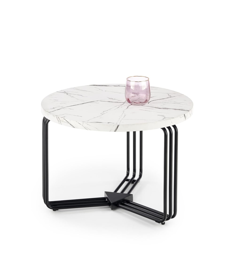 Couchtisch mit Platte in weißer Marmoroptik und Metallstruktur 55x41x55cm Holz Weiß MSO Möbel Wohnzimmermöbel Couchtische