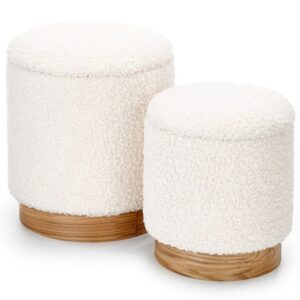 wohnli-moebel-suche-M26094719 Wohnli Möbelsuche - Set mit 2 Sitzpuffs aus beigem Bouclé-Stoff mit Aufbewahrungsbox