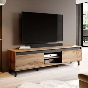 wohnli-moebel-suche-M26094720-1 TV-Schrank in Wotan-Eiche und Anthrazit-Dekor 170cm 170x48x170cm Holz Braun MSO Möbel Wohnzimmermöbel TV-Möbel