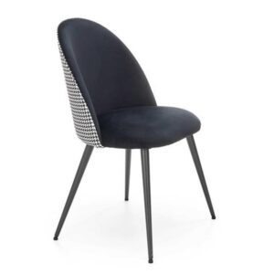 wohnli-moebel-suche-M26094752-1 Schwarz-weißer Designerstuhl mit Hahnentrittmuster 54x84x49cm Stoff Schwarz MSO Möbel Esszimmermöbel Stühle