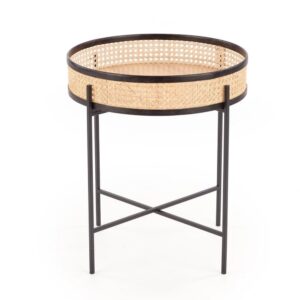 wohnli-moebel-suche-M26094842 Wohnli Möbelsuche - Säulentisch aus natürlichem Rattan und schwarz lackiertem Stahl