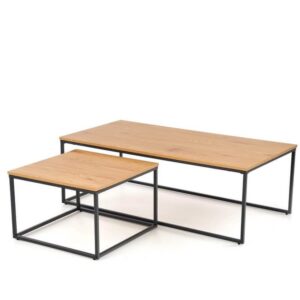 wohnli-moebel-suche-M26094871 Wohnli Möbelsuche - Set aus zwei Satztischen mit Tischplatten in goldener Eichenoptik