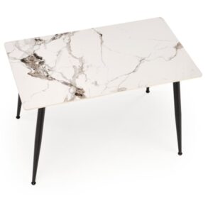 Esstisch mit weißer Marmorplatte und schwarzen Beinen 120 cm 120x76x70cm Naturstein Weiß MSO Möbel Esszimmermöbel Esstische