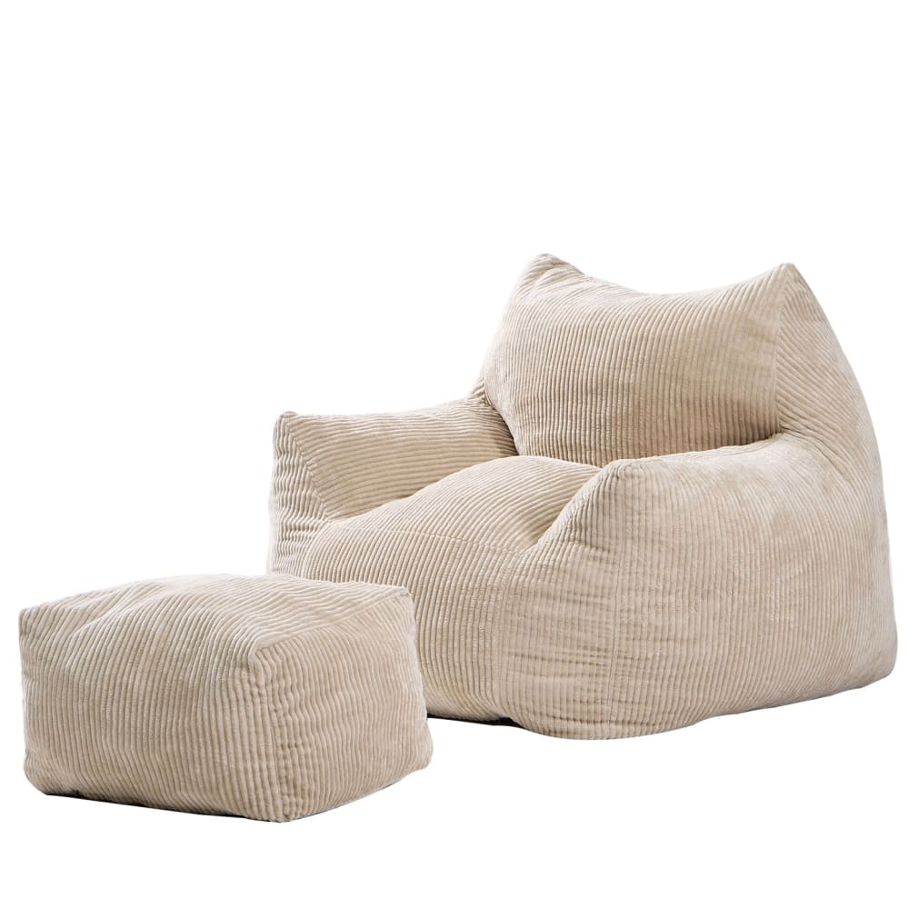 wohnli-moebel-suche-M26095979 Wohnli Möbelsuche - Hocker und Fußhocker (2er Set) aus beigem Kordsamt