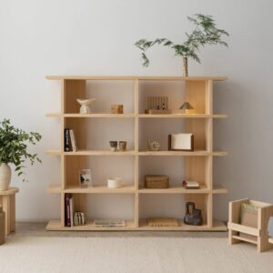wohnli-moebel-suche-M26096506-1 Bücherregal aus unbehandeltem massivem Kiefernholz 2x4 180x153x30cm Holz Braun Naan Furniture Möbel Wohnzimmermöbel Bücherregale