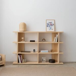 wohnli-moebel-suche-M26096517-1 Bücherregal aus unbehandeltem massivem Kiefernholz 2x3 180x115x30cm Holz Braun Naan Furniture Möbel Wohnzimmermöbel Bücherregale