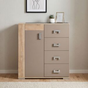 Kommode Bravo mit Tür aus Holz 80x40x95cm Eiche Sonoma Trüffel 40x95x80cm Spanplatte Braun Feldmann-Wohnen Möbel Schlafzimmermöbel Kommoden