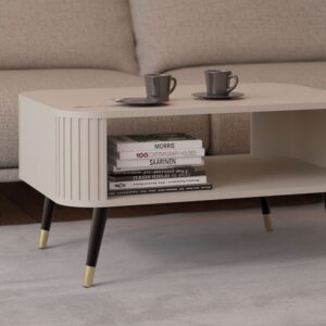 Couchtisch Onyx aus Holz 80x60x42cm Kaschmir gold / schwarz 60x42x80cm Spanplatte Braun Feldmann-Wohnen Möbel Wohnzimmermöbel Couchtische