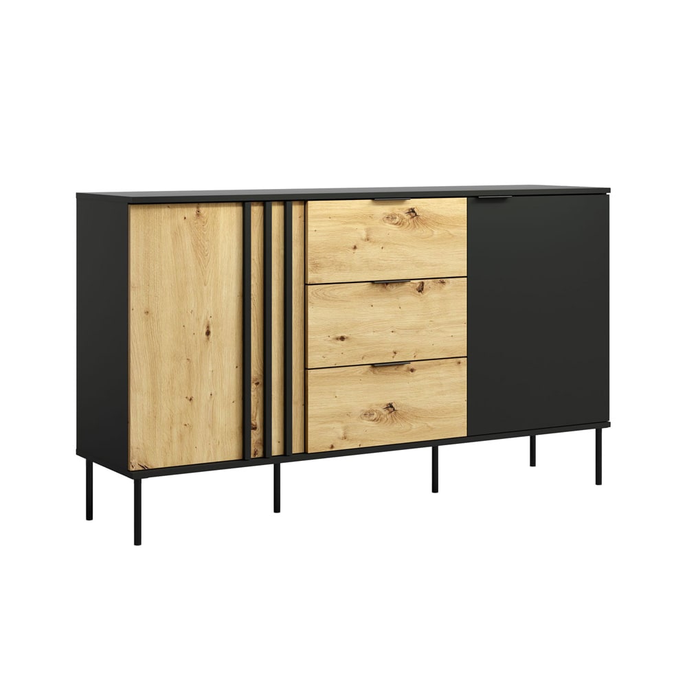 wohnli-moebel-suche-M26096562 Wohnli Möbelsuche - Sideboard Rodgau mit Türen aus Holz 165x40x92cm schwarz Eiche Artisan