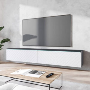 wohnli-moebel-suche-M26096640-1 Lowboard D mit Klappen 180x33x30cm Matera / weiß Herringbone 33x30x180cm Spanplatte Weiß Feldmann-Wohnen Möbel Wohnzimmermöbel TV-Möbel