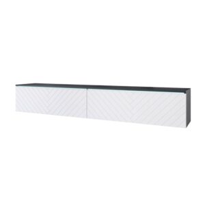 Wohnli Möbelsuche - Lowboard D mit Klappen 180x33x30cm Matera / weiß Herringbone