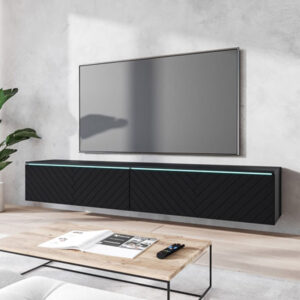 wohnli-moebel-suche-M26096642-1 Lowboard D mit Klappen 180x33x30cm schwarz Herringbone 33x30x180cm Spanplatte Schwarz Feldmann-Wohnen Möbel Wohnzimmermöbel TV-Möbel