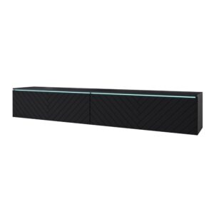 Wohnli Möbelsuche - Lowboard D mit Klappen 180x33x30cm schwarz Herringbone
