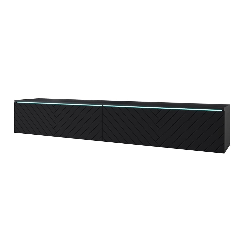 wohnli-moebel-suche-M26096642 Wohnli Möbelsuche - Lowboard D mit Klappen 180x33x30cm schwarz Herringbone