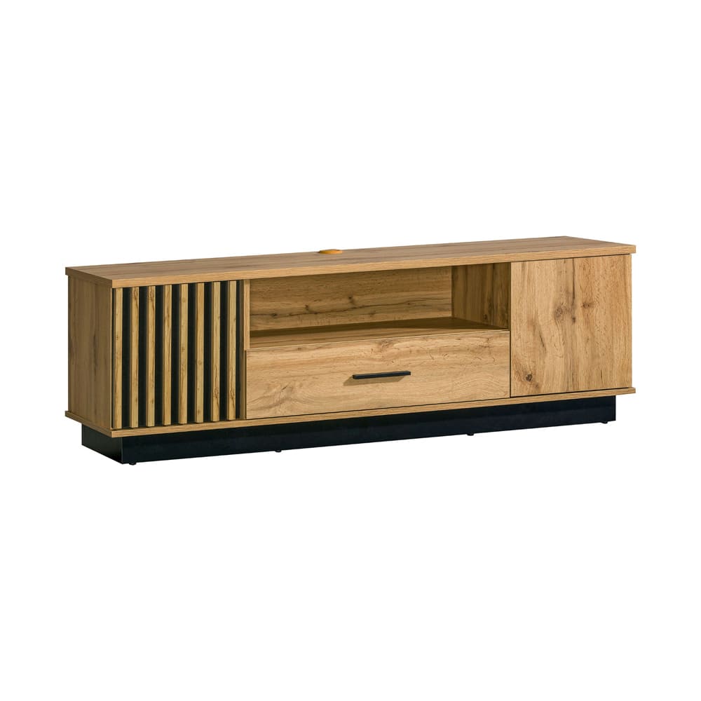 wohnli-moebel-suche-M26096667 Wohnli Möbelsuche - Lowboard Lamia mit Türen 155x40x42-50cm Eiche Wotan / schwarz
