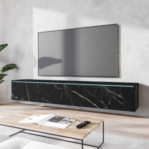 wohnli-moebel-suche-M26096676-1 Lowboard D mit Klappen 180x33x30cm San Sebastian 33x30x180cm Spanplatte Schwarz Feldmann-Wohnen Möbel Wohnzimmermöbel TV-Möbel