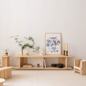 wohnli-moebel-suche-M26096679-1 TV-Möbel aus lackiertem Massivkiefernholz 2x1 180x40x30cm Holz Braun Naan Furniture Möbel Wohnzimmermöbel TV-Möbel