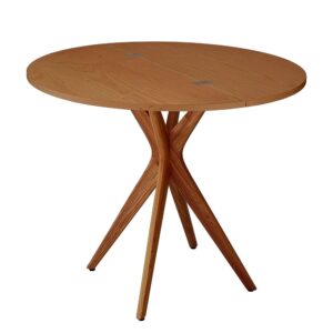 wohnli-moebel-suche-M26097591-1 Halbrunder ausziehbarer Esstisch 100 cm Jubi Eiche 50x75x100cm Holz Taupe Ragaba Möbel Esszimmermöbel Esstische