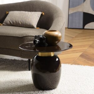 wohnli-moebel-suche-M26098366-1 Runder Beistelltisch 50 x 50 cm 50x41x50cm Stahl Schwarz MACABANE Möbel Wohnzimmermöbel Beistelltische