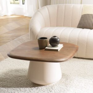 Couchtisch 70 x 70 cm aus Mangoholz 70x37x70cm Holz Braun MACABANE Möbel Wohnzimmermöbel Couchtische