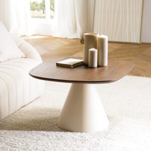 Couchtisch 80 x 75 cm aus Mangoholz 80x46x75cm Holz Braun MACABANE Möbel Wohnzimmermöbel Couchtische