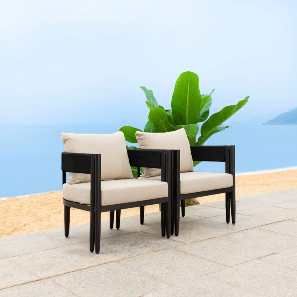 Wohnli Möbelsuche - 2er-set sessel metall aus schwarz/beige