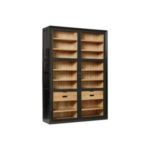 Wohnli Möbelsuche - Vitrinenschrank Viva 210cm aus Gmelina Holz mit 2 Türen