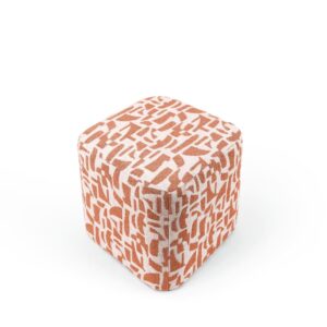 Quadratischer Hocker in Terrakotta mit geometrischem Muster bezogen. 38x40x38cm PES - Polyester Kupfer Koketto Home Sofas und Sessel Sessel, Poufs und Fußbänke Sitzsäcke