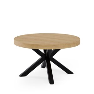 wohnli-moebel-suche-M26099677 Wohnli Möbelsuche - Ausziehbarer Rundtisch (100 cm) aus Eiche mit schwarzen Beinen