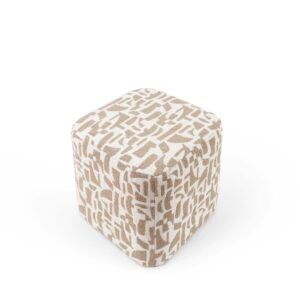 Beige gepolsterter quadratischer Pouf mit geometrischem Muster. 38x40x38cm PES - Polyester Beige Koketto Home Sofas und Sessel Sessel, Poufs und Fußbänke Sitzsäcke
