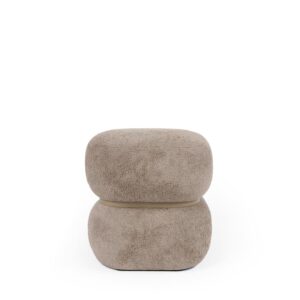 Wohnli Möbelsuche - Puff im Design mit teddyfarbener Polsterung in Taupe.