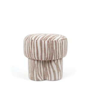 Wohnli Möbelsuche - Puff beige mit Zebra-Effekt-Muster.