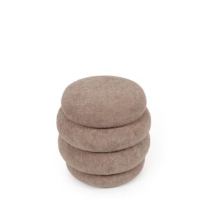 wohnli-moebel-suche-M26099691-1 Runder taupefarbener Puff mit weicher Textur. 40x40x40cm PES - Polyester Taupe Koketto Home Sofas und Sessel Sessel, Poufs und Fußbänke Sitzsäcke