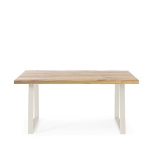 wohnli-moebel-suche-M26099704-1 Esstisch mit einer 140 cm breiten Holzplatte und beigen Metallbeinen 90x77x140cm Holz Beige Koketto Home Möbel Esszimmermöbel Esstische