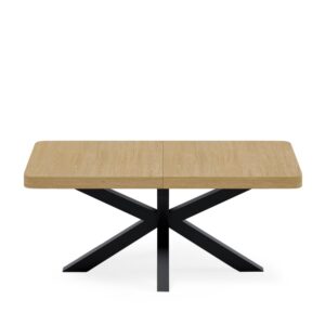 wohnli-moebel-suche-M26099706-1 Ausziehbarer Tisch mit einer 160cm Eichenplatte und schwarzen Beinen 90x79x160cm Holz Schwarz Koketto Home Möbel Esszimmermöbel Esstische