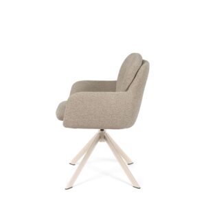 wohnli-moebel-suche-M26099721-1 Taupe Esszimmerstuhl mit beigen Drehbeinen 56x85x59cm Stoff Taupe Koketto Home Möbel Esszimmermöbel Stühle