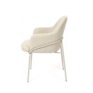 wohnli-moebel-suche-M26099722-1 Beiger gepolsterter Esszimmerstuhl mit Metallbeinen 57x85x48cm Stoff Beige Koketto Home Möbel Esszimmermöbel Stühle