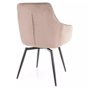 wohnli-moebel-suche-M26099754-1 Drehstuhl aus beigem Samt mit Federn und automatischer Rückstellung 50x88x55cm Samt Beige MSO Möbel Esszimmermöbel Stühle