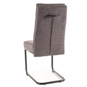wohnli-moebel-suche-M26099755-1 Designerstuhl aus dunkelgrauem Stoff mit schwarzem Metallgestell 50x97x44cm Stoff Grau MSO Möbel Esszimmermöbel Stühle