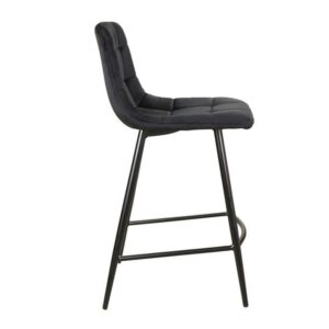 wohnli-moebel-suche-M26099756-1 Designer-Hochstuhl aus schwarzem Metall und schwarzem Samt 40x87x43cm Samt Schwarz MSO Möbel Esszimmermöbel Barhocker