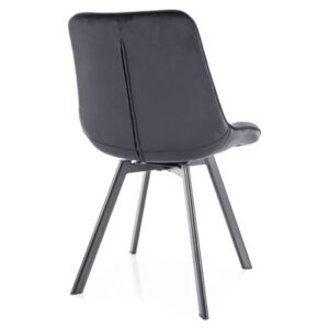 wohnli-moebel-suche-M26099758-1 Drehstuhl aus schwarzem Samt und mattschwarzer Metallstruktur 51x88x51cm Samt Schwarz MSO Möbel Esszimmermöbel Stühle