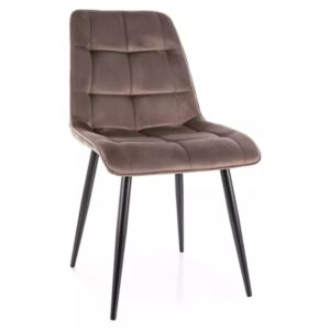 wohnli-moebel-suche-M26099762 Wohnli Möbelsuche - Cappuccino-Samtstuhl und mattschwarze Metallbeine