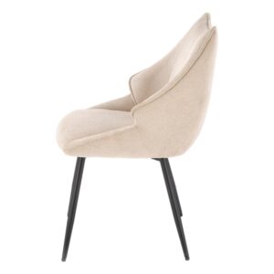 wohnli-moebel-suche-M26099780-1 Designerstuhl aus beigem Stoff mit schwarzen Metallbeinen 60x87x55cm Stoff Beige MSO Möbel Esszimmermöbel Stühle